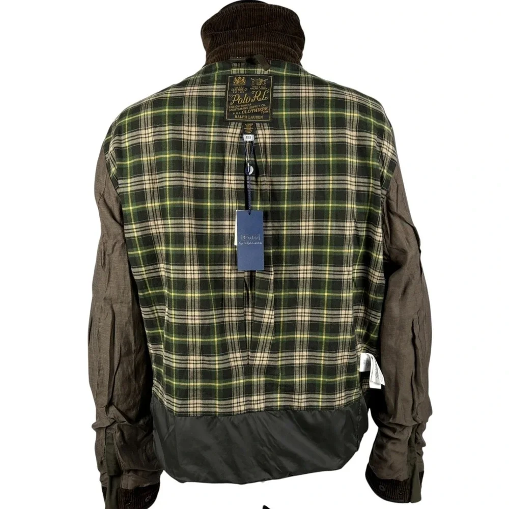 Polo Ralph Lauren Waxed Moto Jacket Mens XL Olive Green Cord Collar Retro NWT
